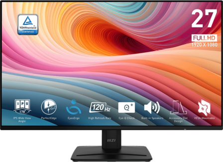 MSI PRO MP271A | 27 inch | 1920x1080 | 16:9 | 120HZ | DP | HDMI | VGA | ZWART